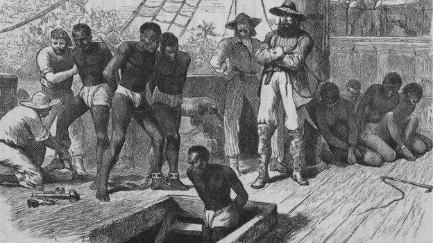 Esclavos en un barco, ilustración