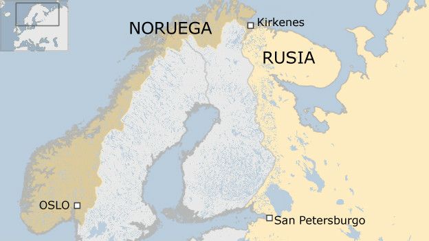 Mapa Noruega y Rusia