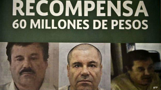 Cartel de recompensa por Joaquín Guzmán Loera, El Chapo.