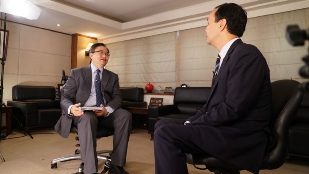 國民黨主席、總統候選人朱立倫在台北接受BBC中文網主編李文的專訪。 
