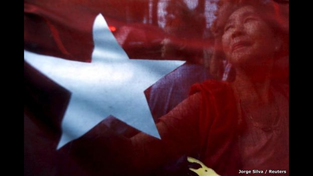 Bandera del partido de Aung San Suu Kyi 