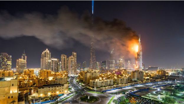 السلطات في دبي تحقق في أسباب حريق كبير في فندق فخم عشية رأس السنة الجديدة   Dubai