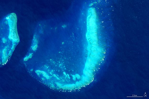 Arrecife Trunk, cerca de Townsville, Australia. Foto: NASA