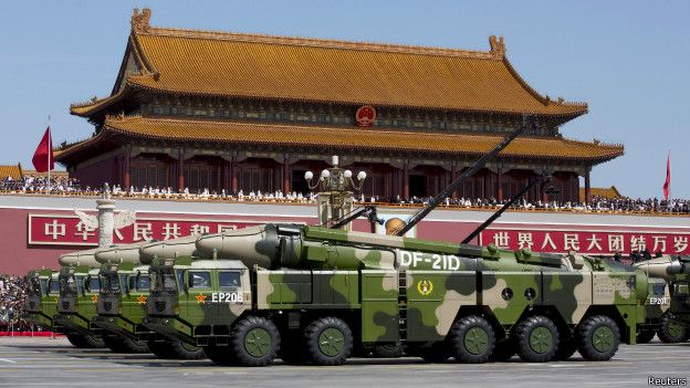 中国在２０１５年９月抗战胜利７０周年纪念仪式上展示的火箭