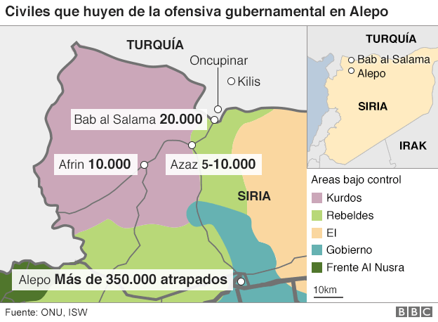 mapa conflicto en Siria.