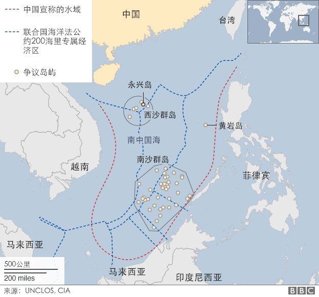 地图：南中国海争议水域