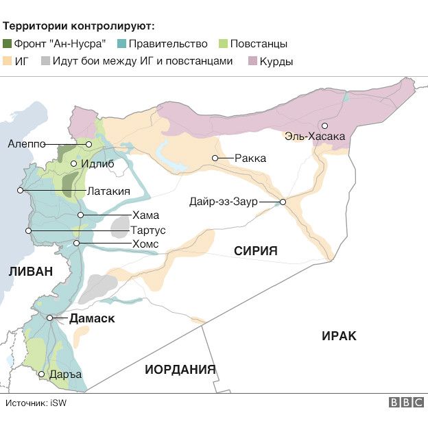 Карта боев в Сирии