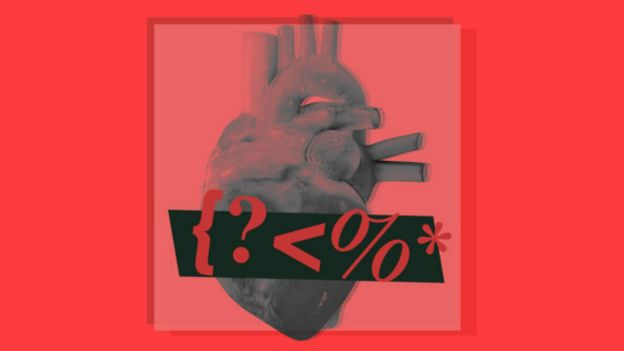 Una composición de un corazón y palabrotas