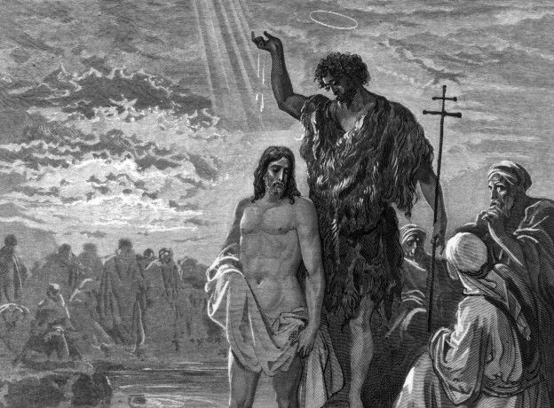 El bautismo de Juan, grabado de Dore