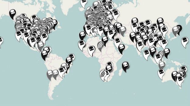 mapa de dispositivos Dead Drop en el mundo