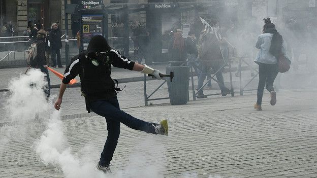 Акция протеста в Ренне 
