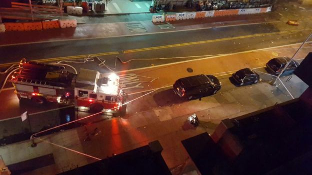紐約切爾西爆炸現場消防車在爆炸位置戒備（17/9/2016）