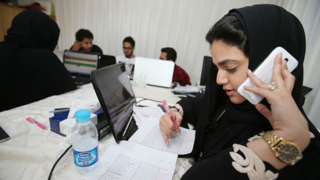 沙特阿拉伯其中一名女性候选人的竞选总部