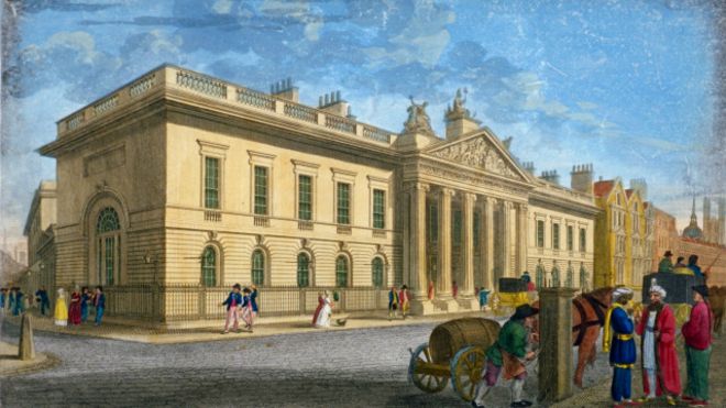 La sede de la Compañía Británica de las Indias Orientales en 1802