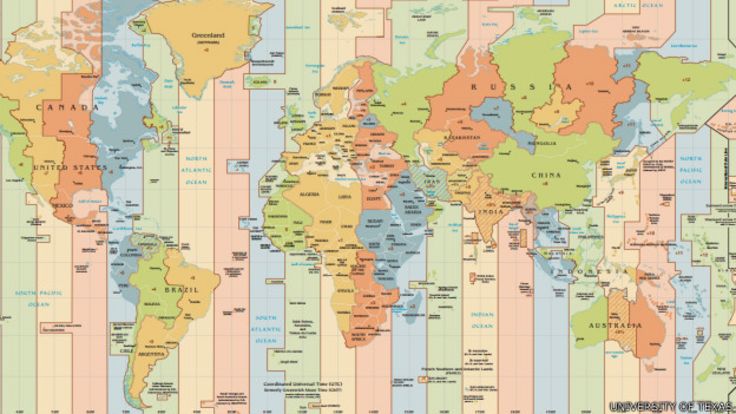 mapa del mundo y lso husos horarios.