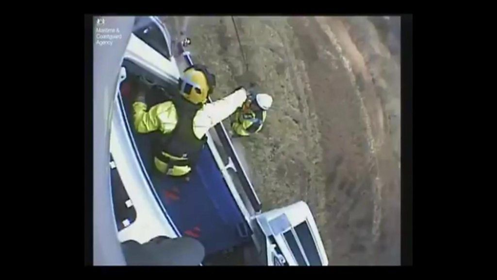 Abercanaid rescue: Hurt biker winched into helicopter