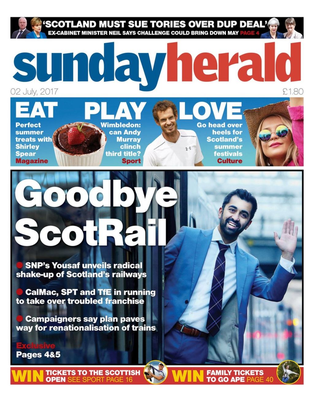 Scotland's papers: Shake-up for ScotRail
