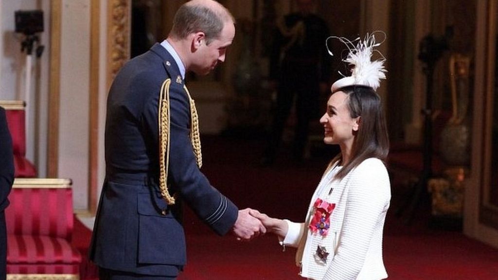 Jessica Ennis-Hill receives damehood at Buckingham Palace