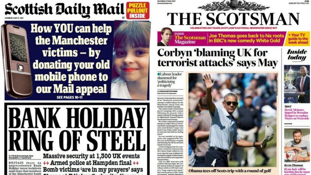 Scotland's papers: Hampden on lockdown and Obama visit