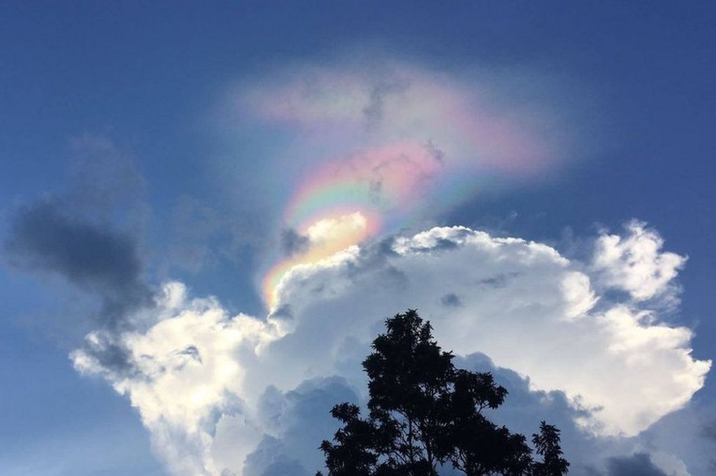 Singapore 'fire rainbow' cloud phenomenon lights up sky BBC News