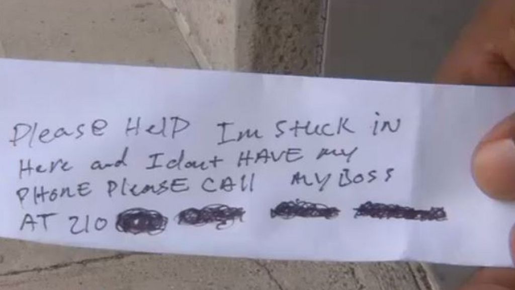 Man trapped in Texas cash machine sends 'help me' notes