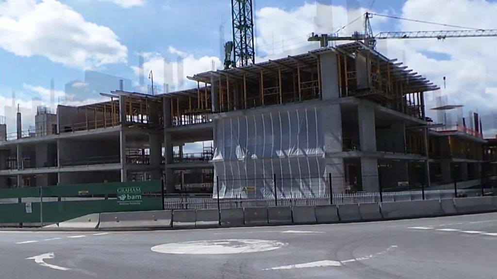 Ulster Hospital inpatient block construction in time lapse video