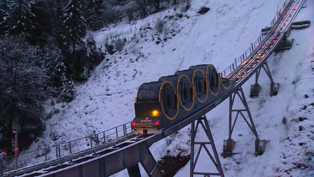 Funicular Railway Switzerland Launches Worlds Steepest Service Bbc News