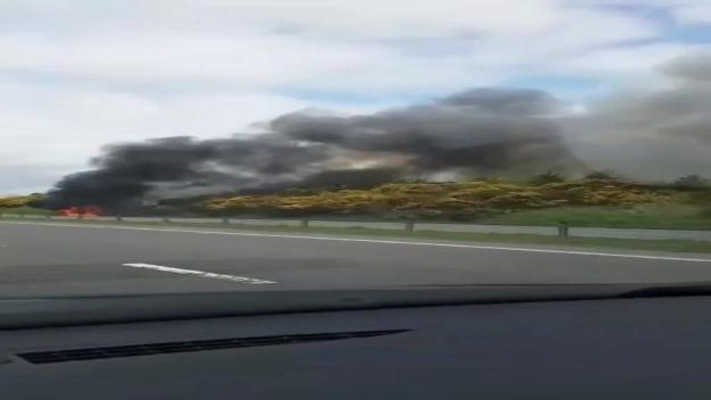 Car on fire causes part of A4 road to be closed