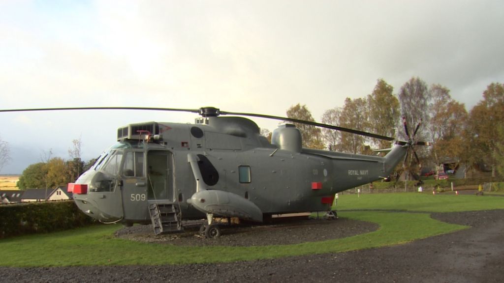 Sea King helicopter transformed into glamping pod BBC News