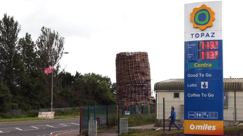 Bonfire towers near Carrickfergus petrol station