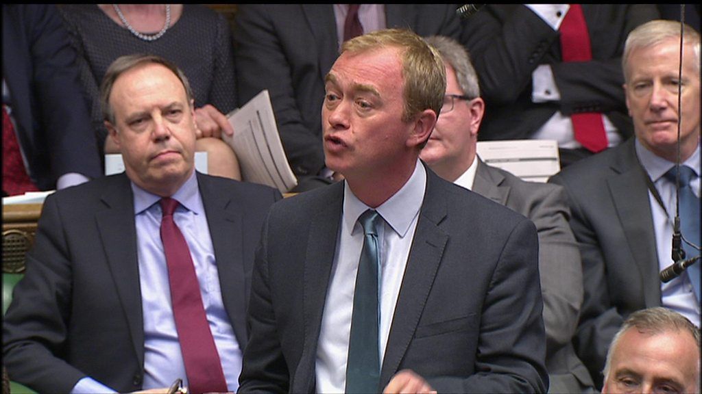 PMQs: Farron uses May's 'nasty party' phrase to attack policies