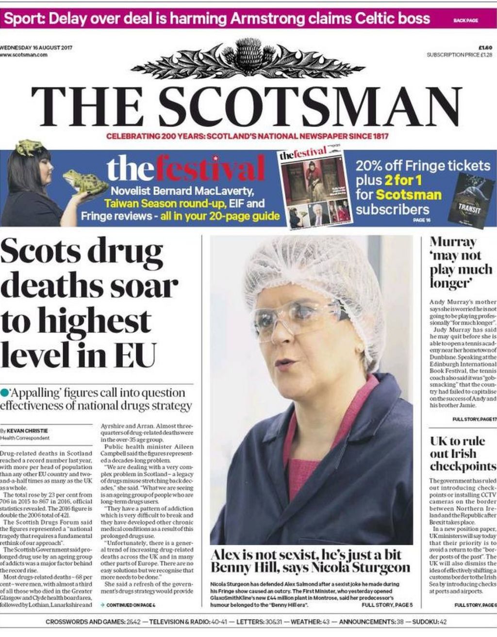 Scotlands Papers Drug Deaths Highest In Eu Bbc News