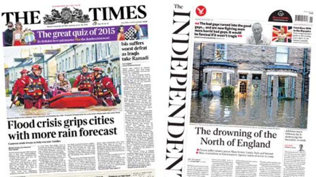 Newspaper headlines Flooding devastation dominates front pages BBC News
