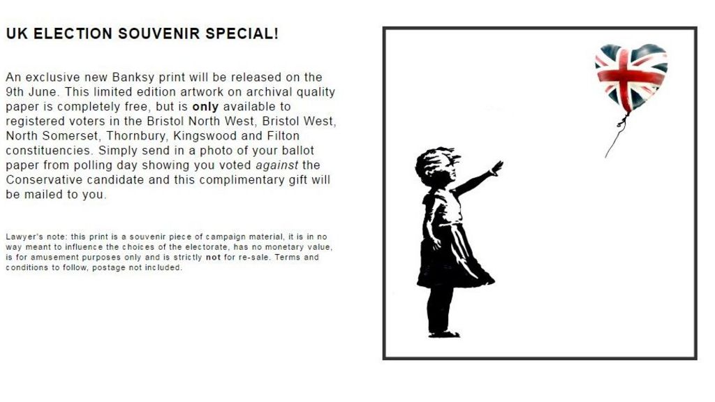 Banksy makes election print-for-vote offer