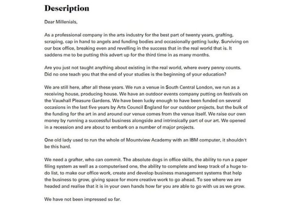 Theatre company advert asks if millennials understand 'real world'