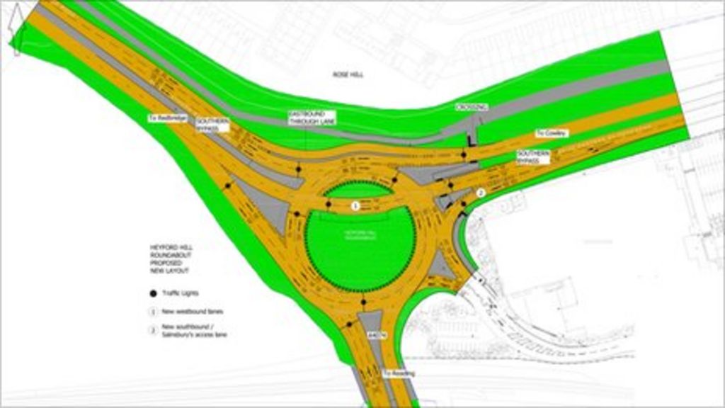 Building starts on new roundabout at Heyford Hill - BBC News