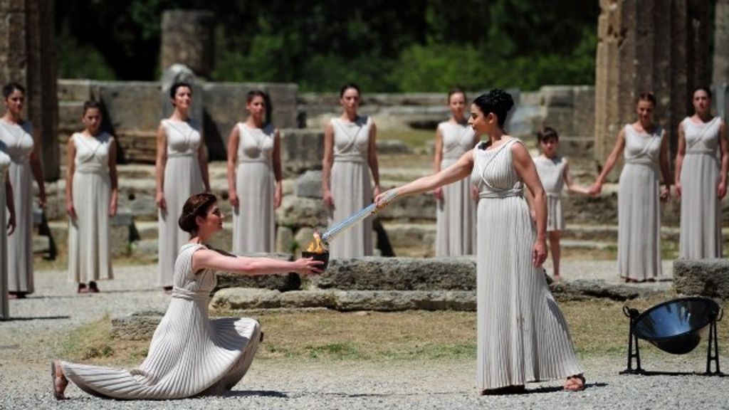 Olympic flame ceremony in Greece - BBC News