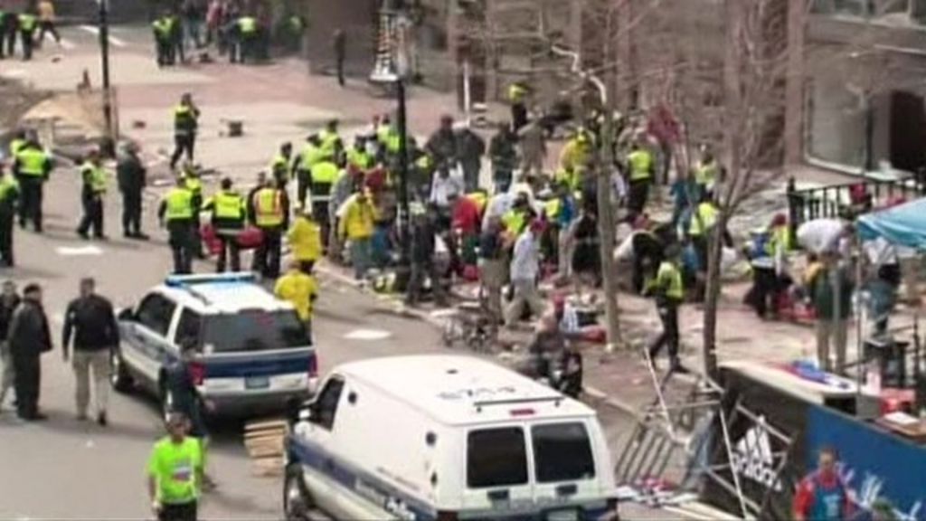 Boston Marathon: Two bomb blasts at finish line - BBC News