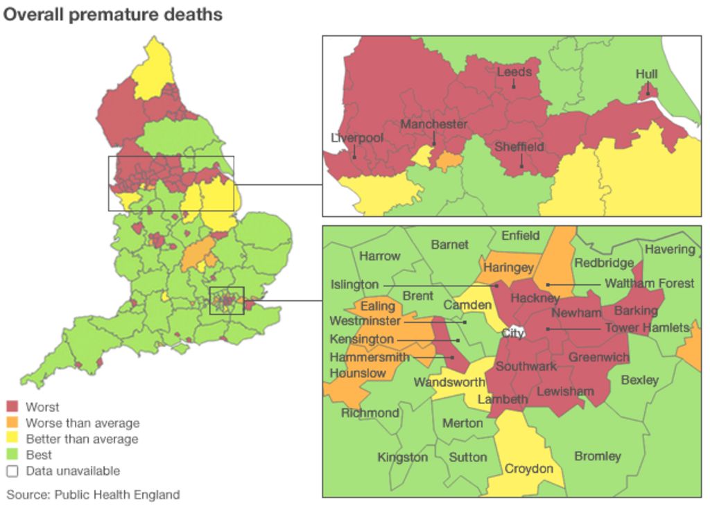 Early deaths: Regional variations ‘shocking’ - Hunt - BBC News
