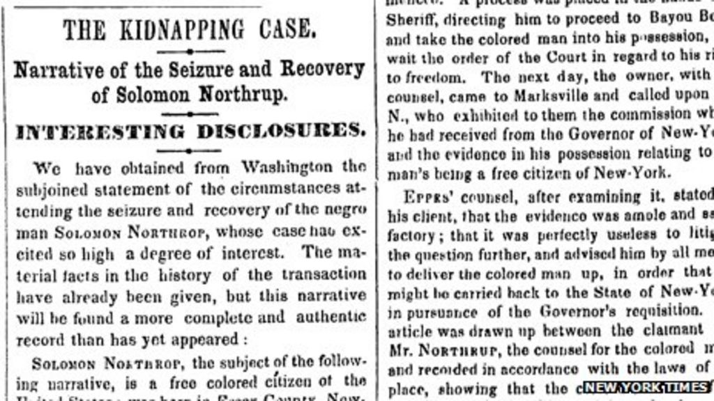 Ny Times Corrects 1853 Article On 12 Years A Slave Tale Bbc News