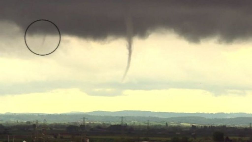 'Rare' double funnel cloud filmed in Somerset - BBC News