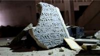 Damaged artefact in Mosul Museum