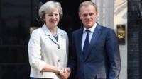 Theresa May with Donald Tusk outside Number 10