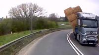 Straw bales toppled off the lorry on the A1 northbound slip road at Newark on Monday
