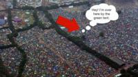 An aerial view of the crowd at Glastonbury