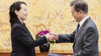 South Korean President Moon Jae-in and North Korean leader Kim Jong-un's sister Kim Yo-jong