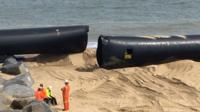 Giant pipe on the beach at Winterton-on-Sea
