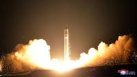 The newly developed intercontinental ballistic rocket Hwasong-15's test that was successfully launched in in Pyongyang November 30, 2017.