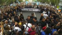 Argentines marching in Buenos Aires protesting against the death of Alberto Nisman