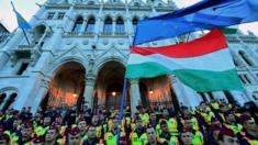 Manifestantes en Budapest